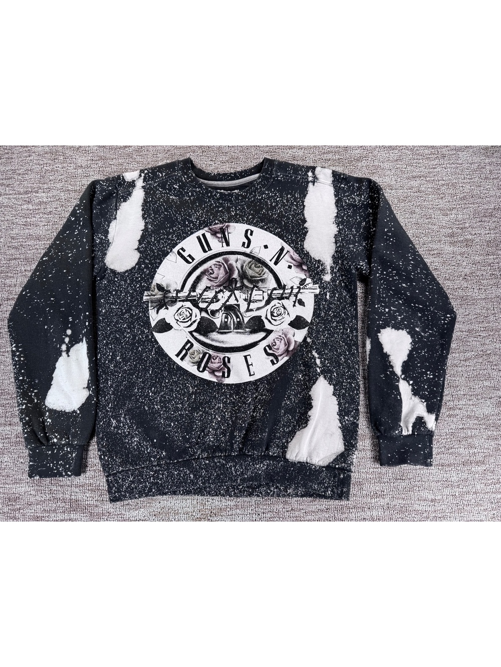 Guns N' Roses Rock Black White Distressed Sweatshirt Grunge Streetwear Sz Small